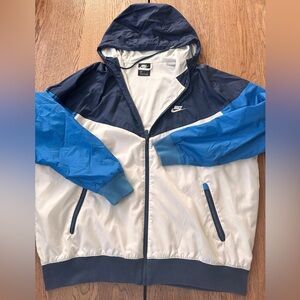 Nike Men's Navy and Cream Windbreaker Jacket Size XL